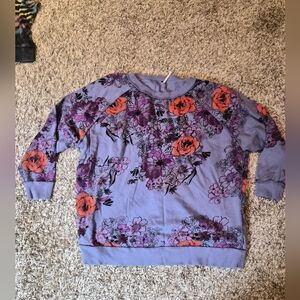 Free People Purple Orange Floral Sweatshirt Sweater S Large